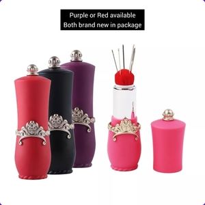5/25 sewing pin cushion built into lipstick case rotates up down unique fun new